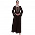Firdaws Pintuck embroidery abaya- Coffee Brown